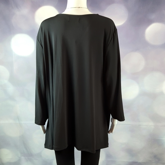 Arna York Collection NWT sz 26/28 Women's Jet Black V-Neck Cross Over Blouse - Picture 3 of 5